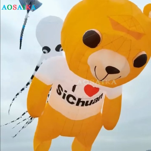 20m Bear Kite Pendant 40d Ripstop Nylon For Adults High Quality Colorful Show Kites