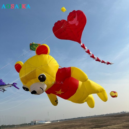 10M Bear kite  pendant 40d Ripstop Nylon For Adults High Quality Colorful Show Kite
