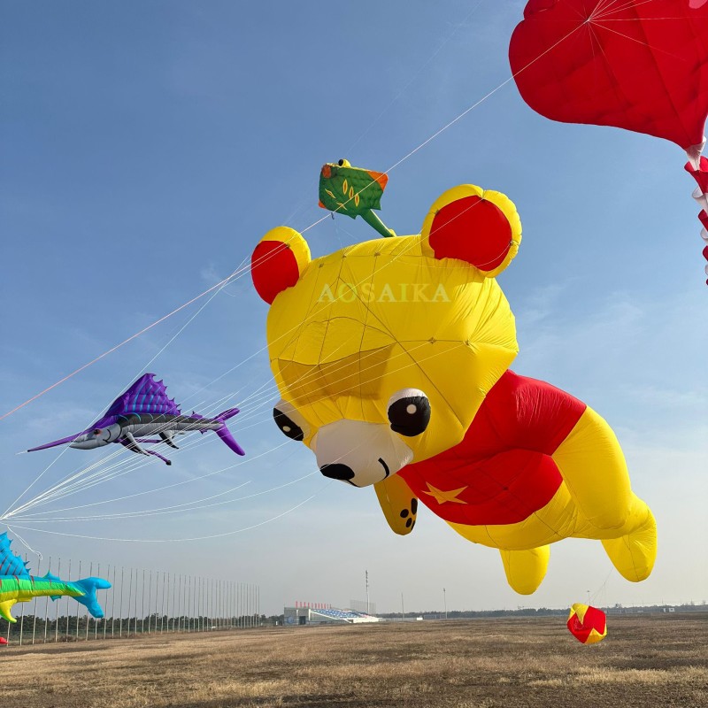10M Bear kite  pendant 40d Ripstop Nylon For Adults High Quality Colorful Show Kite 