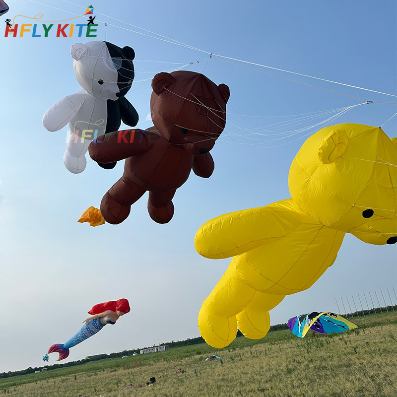 Soft Inflatable 3.5M bear kite pendant 40d ripstop nylon 