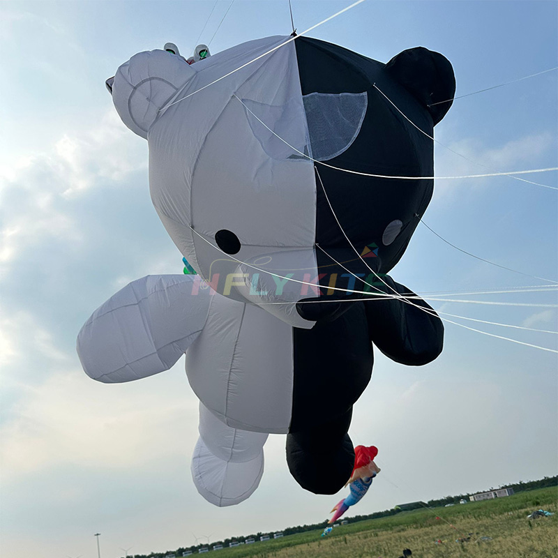 Soft Inflatable 3.5M bear kite pendant 40d ripstop nylon 