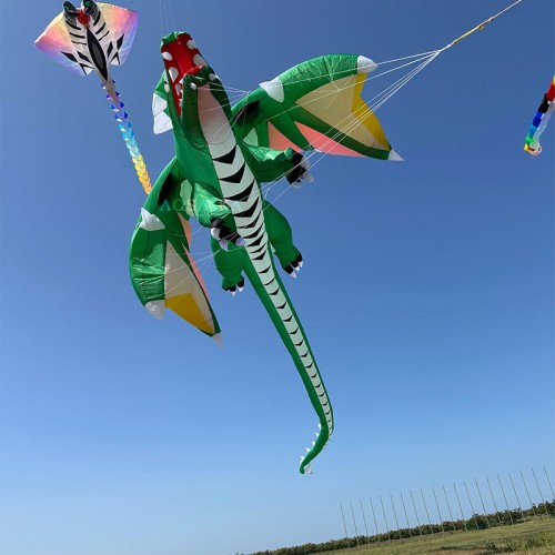 New Arrival Soft Inflatable 13.5M Dragon Kite Pendant 40d Nylon Ripstop Adults High Quality Colorful Animal Show Kites
