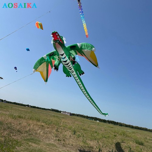 New Arrival Soft Inflatable 13.5M Dragon Kite Pendant 40d Nylon Ripstop Adults High Quality Colorful Animal Show Kites