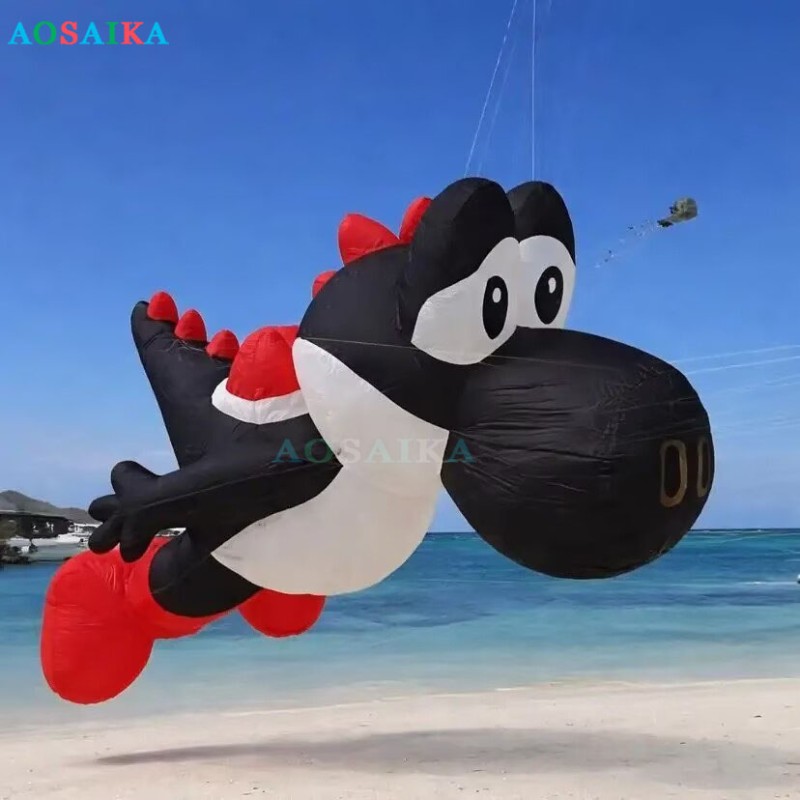 New Arrival Soft Inflatable 3m Dragon Kite Pentant 40d nylon High Quality Ripstop Nylon Animal Show Kites Line Laundry 