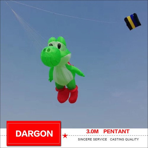 New Arrival Soft Inflatable 3m Dragon Kite Pentant 40d nylon High Quality Ripstop Nylon Animal Show Kites Line Laundry