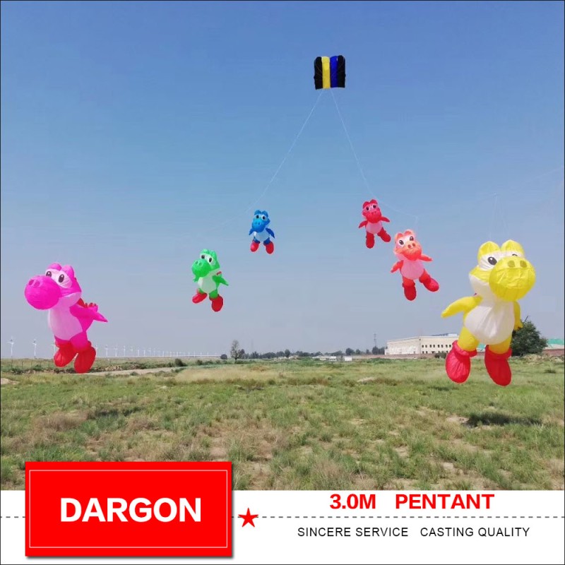 New Arrival Soft Inflatable 3m Dragon Kite Pentant 40d nylon High Quality Ripstop Nylon Animal Show Kites Line Laundry 