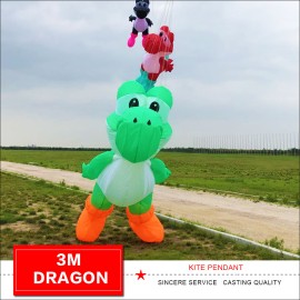 New Arrival Soft Inflatable 3m Dragon Kite Pentant 40d nylon High Quality Ripstop Nylon Animal Show Kites Line Laundry 