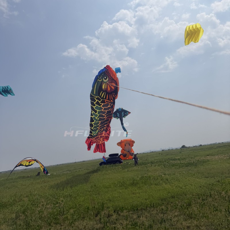 15M Dragon fish kite 40d ripstop nylon For Adults High Quality Colorful Show Kites 