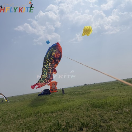15M Dragon fish kite 40d ripstop nylon For Adults High Quality Colorful Show Kites